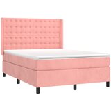 Krevet box spring s madracem LED ružičasti 140x190cm baršunasti | Eponuda.ba