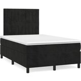 vidaXL Box spring postelja z vzmetnico LED črna 120x190 cm žamet Cene
