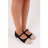 Shoeberry Women's Crystal Black-Skin Stone Ballerina Ballet Black-Skin cene