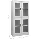  Uredski ormarić svjetlosivi 90x40x180 cm čelik i kaljeno staklo | shoptok.hr