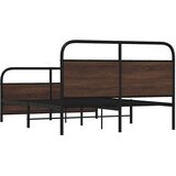  Metalni okvir kreveta bez madraca smeđa boja hrasta 137x190 cm Slike