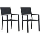  Vrtne stolice 2 kom crne HDPE s izgledom drva | shoptok.hr