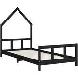  Okvir za dječji krevet crni 90 x 190 cm od masivne borovine | shoptok.hr