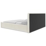 Makamii Kremno bela oblazinjena zakonska postelja s prostorom za shranjevanje z letvenim dnom 140x200 cm Lemi – | Shoptok.si
