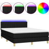 Maison Chic Box spring postelja - Vzmetna postelja z vzmetnico LED črna 140x190 cm blago SL22430, (21891744) | Shoptok.si