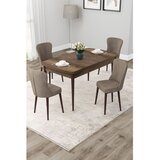 Hanah home trpezarijski set Due, sto na razvlačenje i 4 stolice, ploča u dekoru drveta Baroque, kapućino tkanina Babyface | Eponuda.com