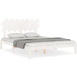 The Living Store Posteljni okvir z vzglavjem bel 140x190 cm trden les - Posteljni Okvir, (21525552) | Shoptok.si
