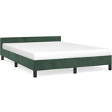 The Living Store Posteljni okvir z vzglavjem temno zelen 140x190 cm žamet - Posteljni Okvir Z Vzglavjem, (21489808) | Shoptok.si