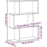 vidaXL Pregrada / regal za knjige 3 razina bijeli 70x24x97 cm drveni | shoptok.hr