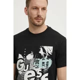 Guess Bombažna kratka majica moška, črna barva, M4YI02 I3Z14