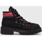 Tommy Jeans Kožne čizme za žene, boja: crna, s platformom