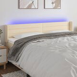 Maison Chic led posteljno vzglavje - vzglavna omarica - nočna omarica krem 203x16x78/88 cm blago, (21706408) | Shoptok.si