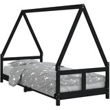  Okvir za dječji krevet crni 80 x 200 cm od masivne borovine | Eponuda.com