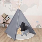 vidaXL Otroški tipi šotor z vrečo peach skin siv 120x120x150 cm | Shoptok.si