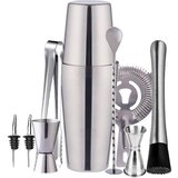 INF Cocktail set Dvojni shaker 750 ml Nerjaveče jeklo Srebrna 10 delov, (21275266) Cene