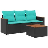 vidaXL 4-delni vrtni komplet sedežnih garnitur z blazinami črne barve poli ratan, (5000293511) | Shoptok.si