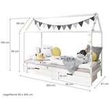 MID.YOU Postelja Lina, 90x200, Bor, Bela, Masivno | Shoptok.si