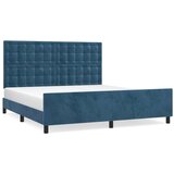  Posteljni okvir z vzglavjem temno moder 160x200 cm žamet, (20905212) | Shoptok.si