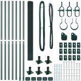 vidaXL varjena žična ograja s 7 naprejnimi stebri zelenih 1.6x10 m jeklenih | Shoptok.si