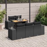  6-dijelni set vrtnih sofa s jastucima crni od poliratana Cijene