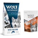 Wolf of Wilderness 12 kg suhe hrane + Snack gratis! - Vast Oceans - riba + Wide Acres - piščanec (monoprotein) Cene