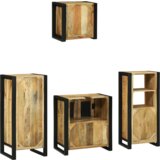 vidaXL Komplet pohištva za kopalnico 4 pcs Rjava Masiven les manga | Shoptok.si