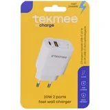 punjač zidni 20W, 2 porta type-c + usb - brzo punjenje