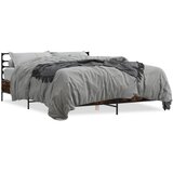 Furnova Posteljni okvir dimljeni hrast 150x200 cm inž. les in kovina, (21938082) | Shoptok.si