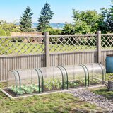Outsunny Jekleni rastlinjak s tunelom in PVC pokrovom, nepremočljiv in odporen proti ultravijoličnim žarkom, s 4 vratci na tečajih, 395x100x80 cm, temno zelena in prozorna barva, (20747934) Cene