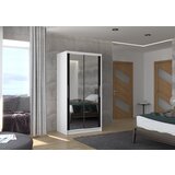 ADRK Klizni ormar s ogledalom NEVIO, 100 cm - BIJELA-CRNA | shoptok.hr