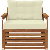  Set vanjskih sofa Čvrsto drvo akacije i poliester Prirodna - Prirodna boja i krem Otvoreni okvir | shoptok.hr