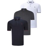 Dewberry TRIPLE SET T8586 MEN'S T-SHIRT-NAVY-WHITE-ANTHRACITE | Shoptok.si