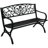  Vrtna klupa za terasu, metalna, s 2 sjedala, ukrašena, crna, 127 cm | shoptok.hr