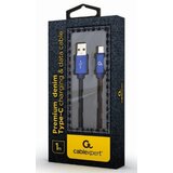 Gembird CC-USB2J-AMCM-1M-BL Premium jeans (denim) Type-C USB cable with metal connectors, 1m, blue
