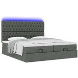 vidaXL Otomanski posteljni okvir z vzmetnicami siv 200x200 cm blago | Shoptok.si