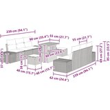  Sjedeća garnitura za vrt 9 kom. Bež poliratan 239 x 62 x 85 cm | shoptok.hr