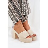 Boto Women's Eco Leather Heeled Platform Sandals Light Beige Tamirella | Shoptok.si
