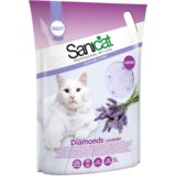 Sanicat silikonski pesak za mačke diamonds, lavanda, 5L