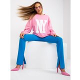 Fashion Hunters Women's pink sweatshirt with a cotton print Cene