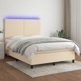  The Living Store Box spring postelja z vzmetnico LED krem 140x190 cm blago - Box Spring Postelja, (21516572) | Shoptok.si
