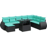  9-dijelni set vrtnih sofa poliratan i bagrem s jastucima crni | Eponuda.com