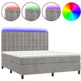  Box spring s madracem LED svjetlosivi 180x200 cm baršun | shoptok.hr