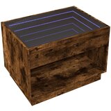 vidaXL Klubska mizica z neskončnimi LED dimljen hrast 70x50x50 cm | Shoptok.si