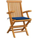 Maison Chic Vrtni stoli - Stol za vrt s kraljevsko modrimi blazinami 6 kosov tikovina JS1970, (21878340) | Shoptok.si