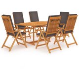 vidaXL 7-dijelni vrtni blagovaonski set sa sivim jastucima od tikovine | shoptok.hr