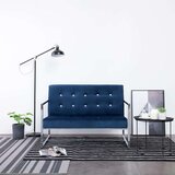 In Kavč dvosed z naslonjali za roke moder krom in žamet | Shoptok.si