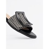 GOODIN Tweed flat sandals black and white | shoptok.hr
