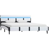 Maison Chic Posteljni okvir - Dvoposteljna postelja - Zakonska postelja LED belo umetno usnje 140x200 cm, (21693789) Cene