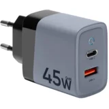 adapter hišni polnilec MicroGrid QC 45W vhod 1x USB A in 1x Type C - Original (EU Blister) siv