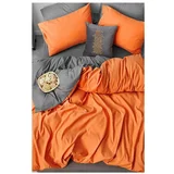 Mila Home Narančasta/siva pamučna posteljina za bračni krevet/za produženi krevet s uključenom plahtom/4-dijelna 200x220 cm –